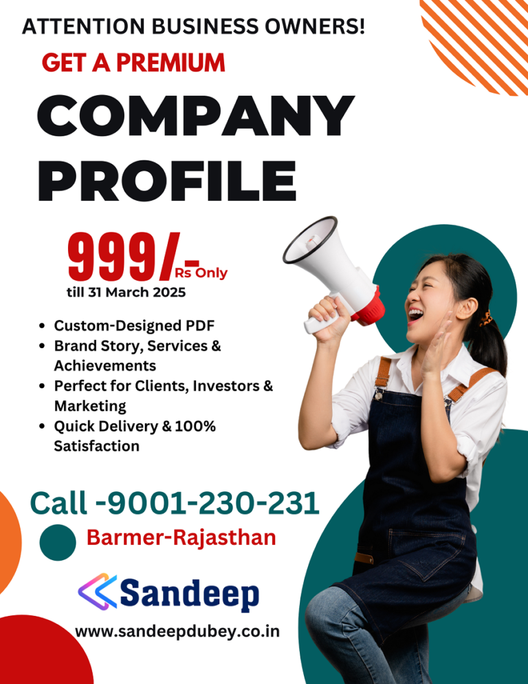 professional business profile design in Barmer .pachpadara & Balotra